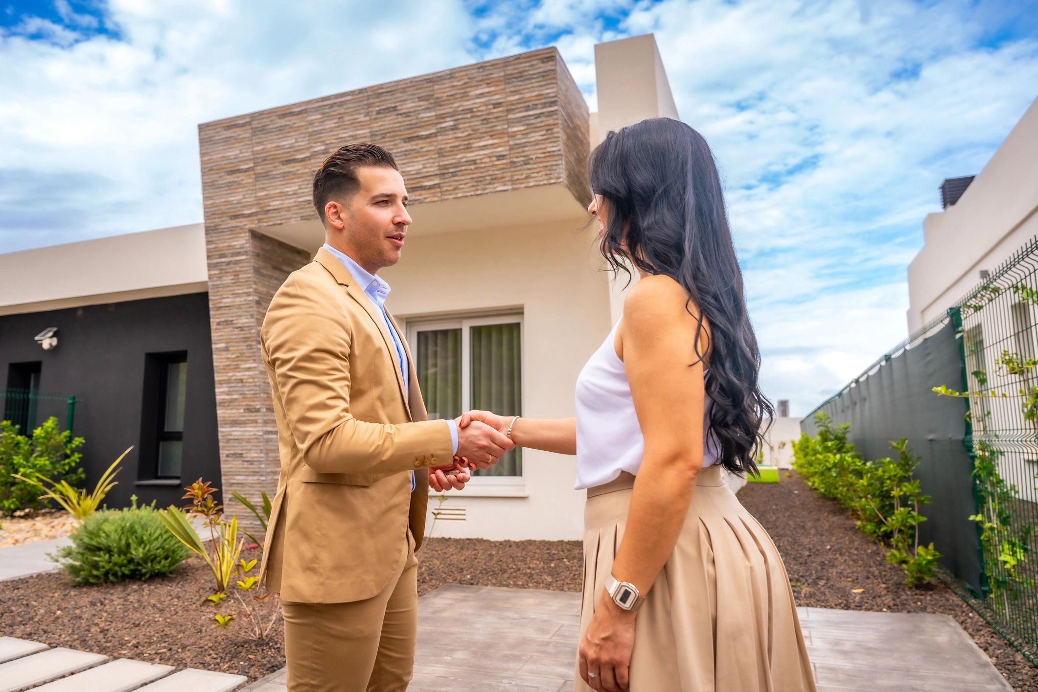 Property manager greeting a homeowner